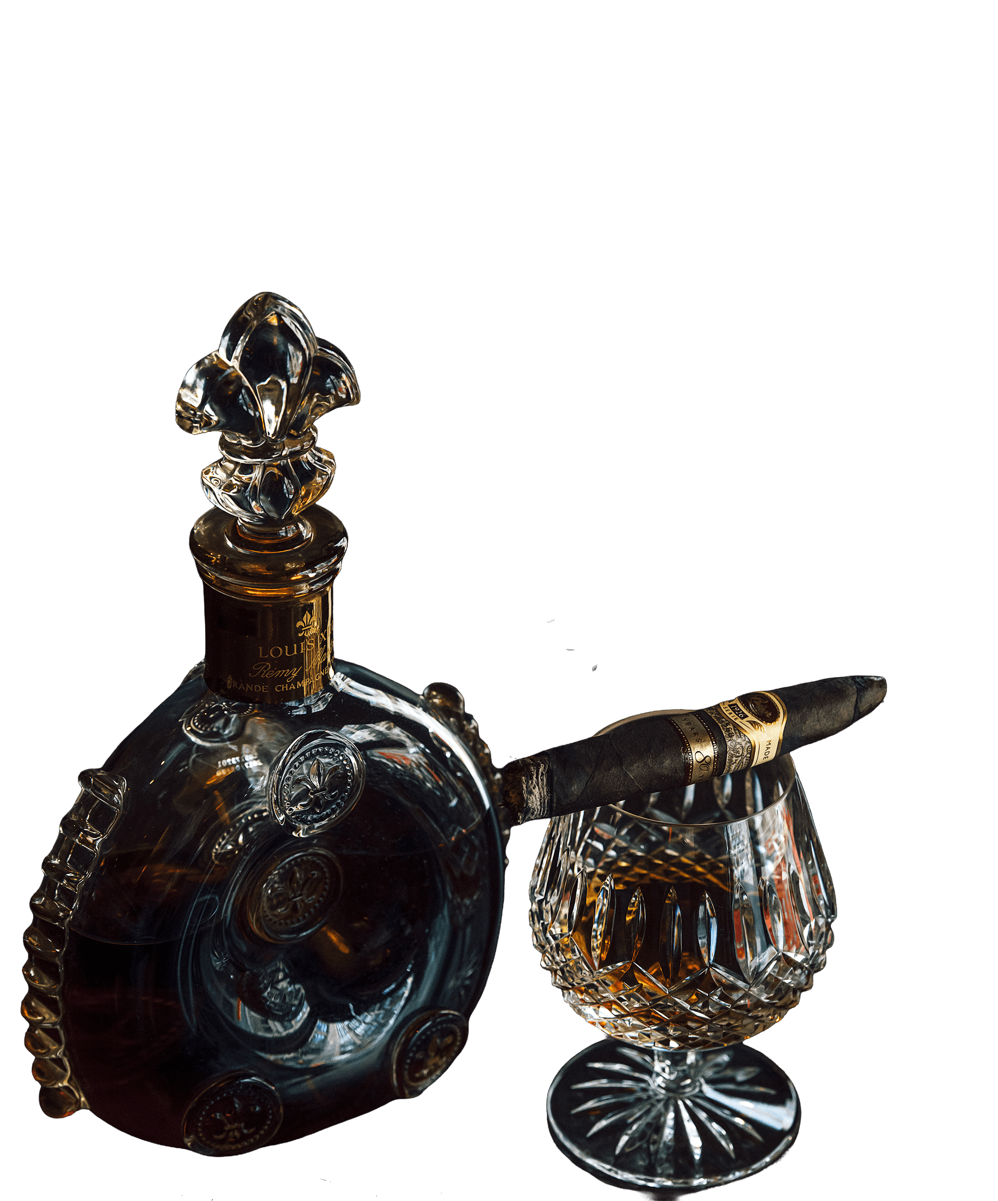 Refined whiskey library with glass reflections and amber liquid glow